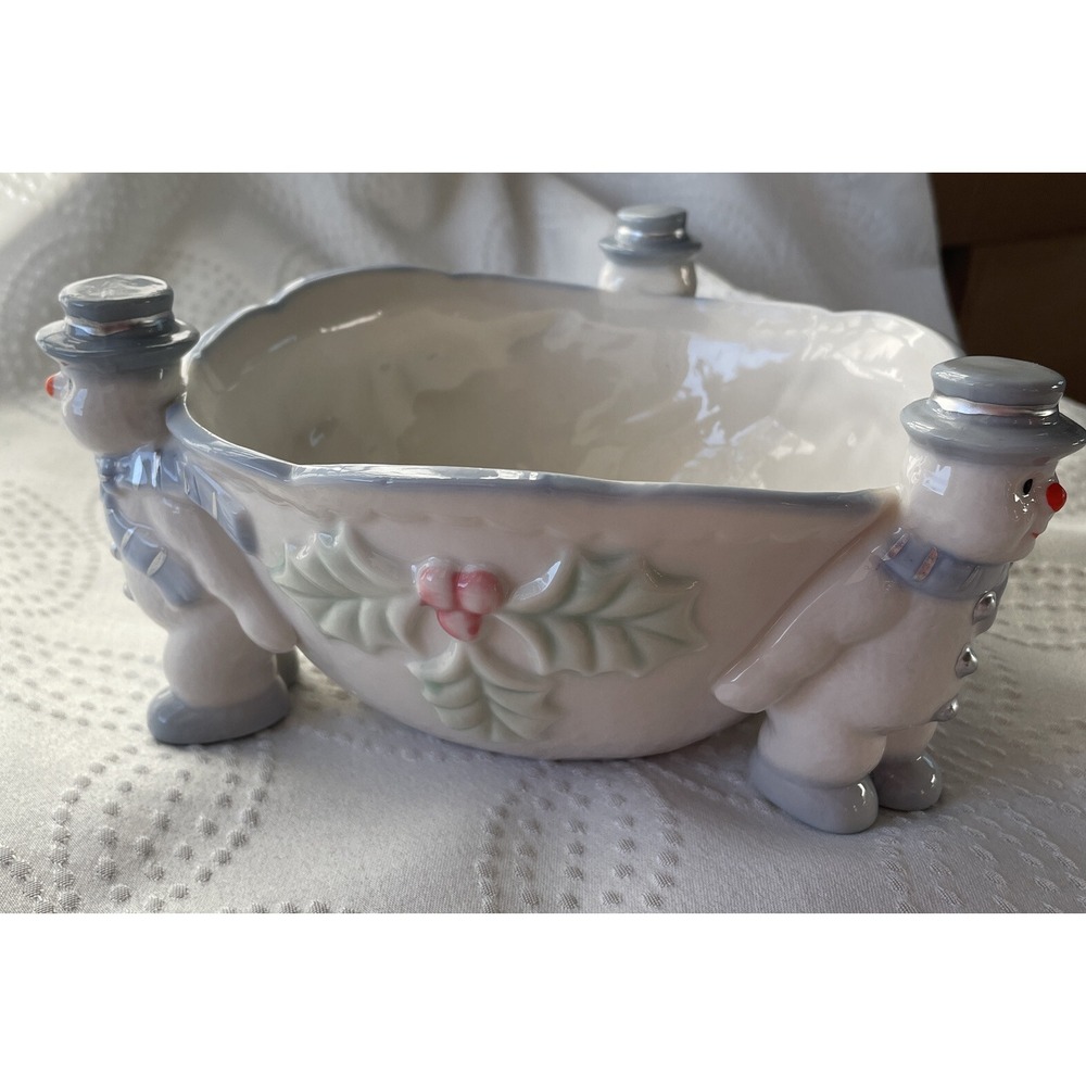 Vintage WCL Snowman 3D Figural Serving Bowl 7.75" Christmas